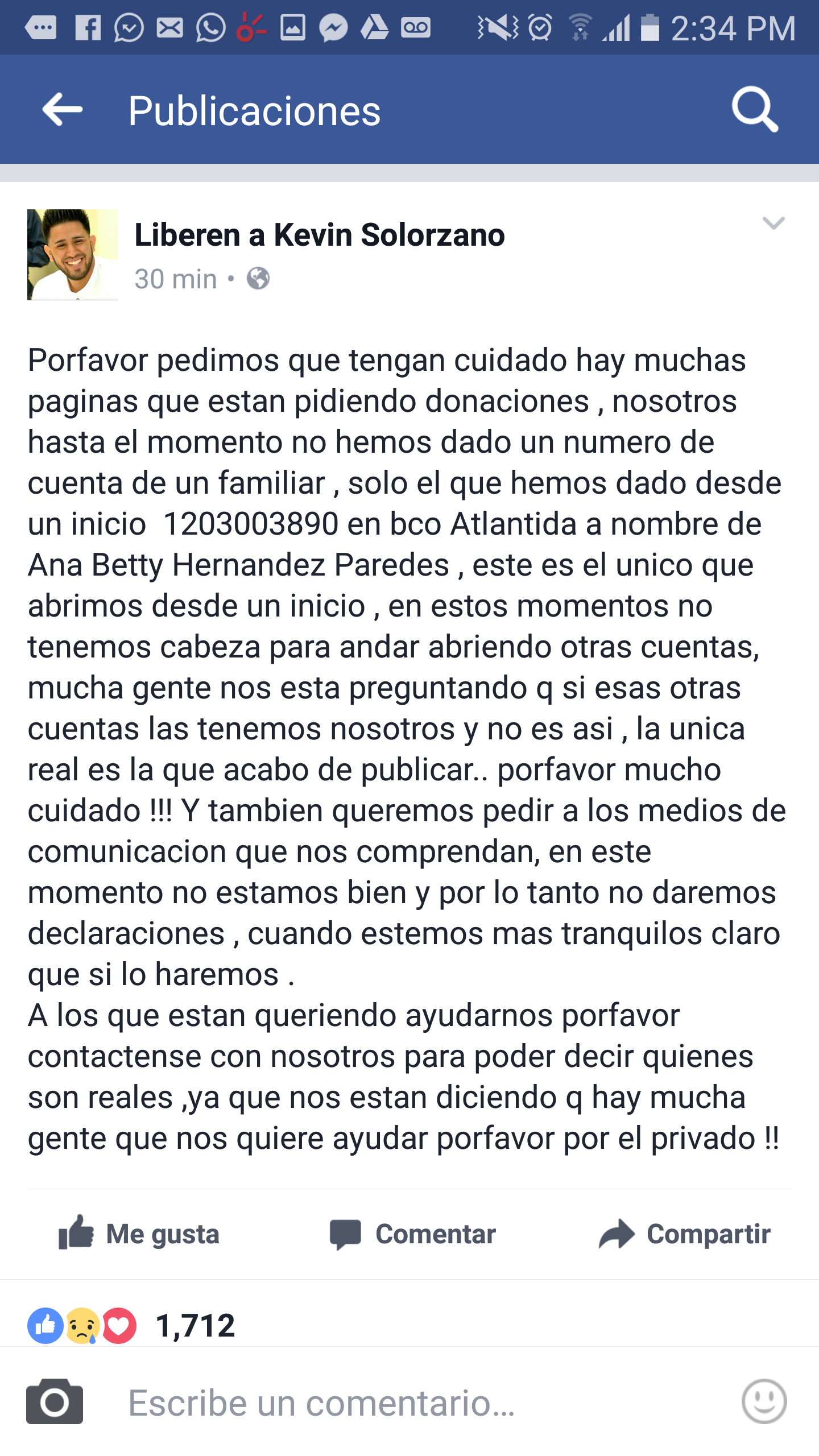 kevin comunicado