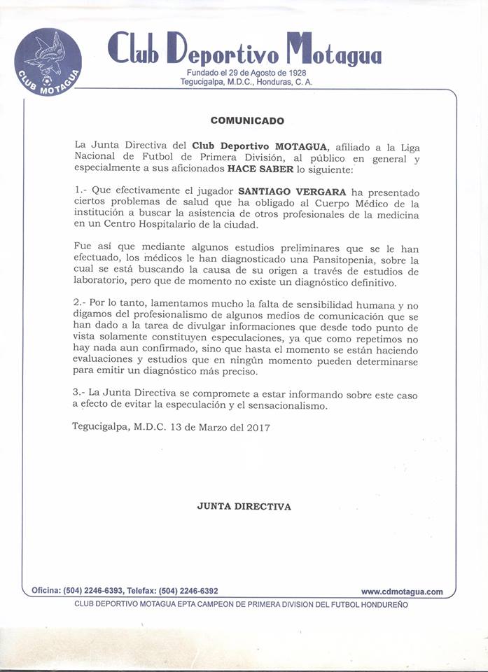 Comunicado Motagua