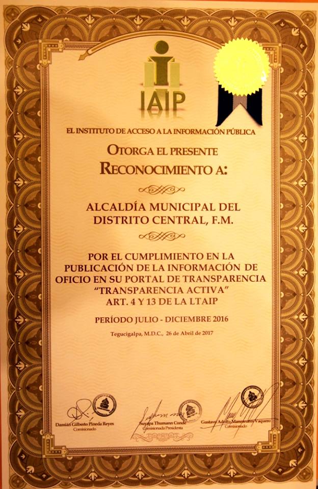 Reconocimiento a la Alcaldía 2