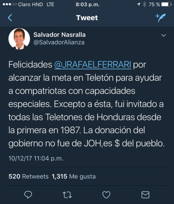 salvador nasralla tweet